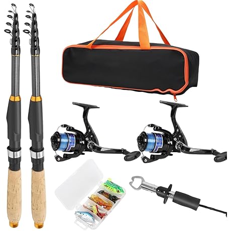 Upgraded Fishing Pole Combo Rod Kit with Spinning Reel, Lures and Accessories,...
