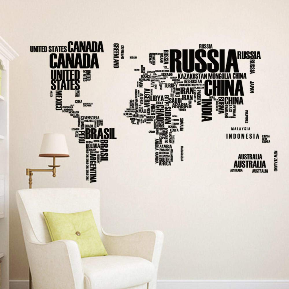 YAABC 60 * 90cm Quotes Removable Letters World Map Vinyl Applique Art Mural Home Decor Wall Stickers Children's Room School Office Decor