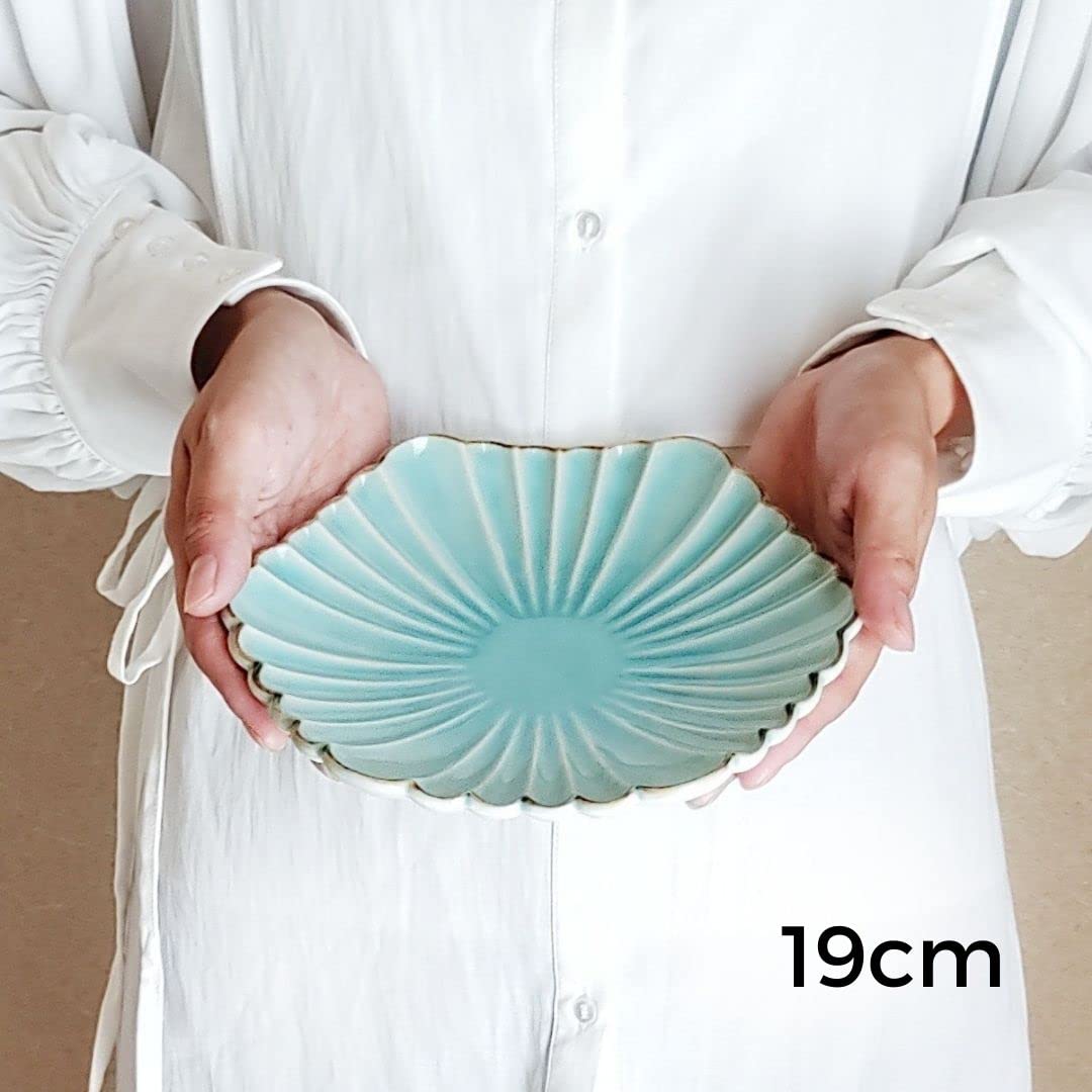 Amazon.co.jp: 菊六角皿 (中) 【19cm】 マリンブルー 淵サビ