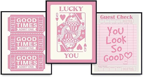 Trendy Wall Decor for Women - positive Quotes Inspirational Girls Room Decor - Pink 80s Teen Bedroom Print Gallery Wall Art - Motivational Art -