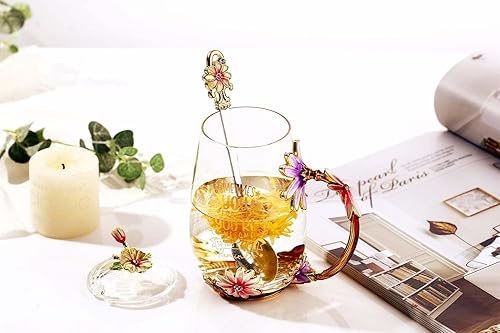 Miniatura 2 de Regalos para hermanas de hermana, elegante taza de té de flores, regalos únicos para cumpleaños, pequeña y cuñada mayor