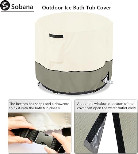 Miniatura 4 de Cubierta de bañera de hielo al aire libre para bañeras independientes, bañera portátil, bañera inflable grande, bañera polar fría (solo cubierta,