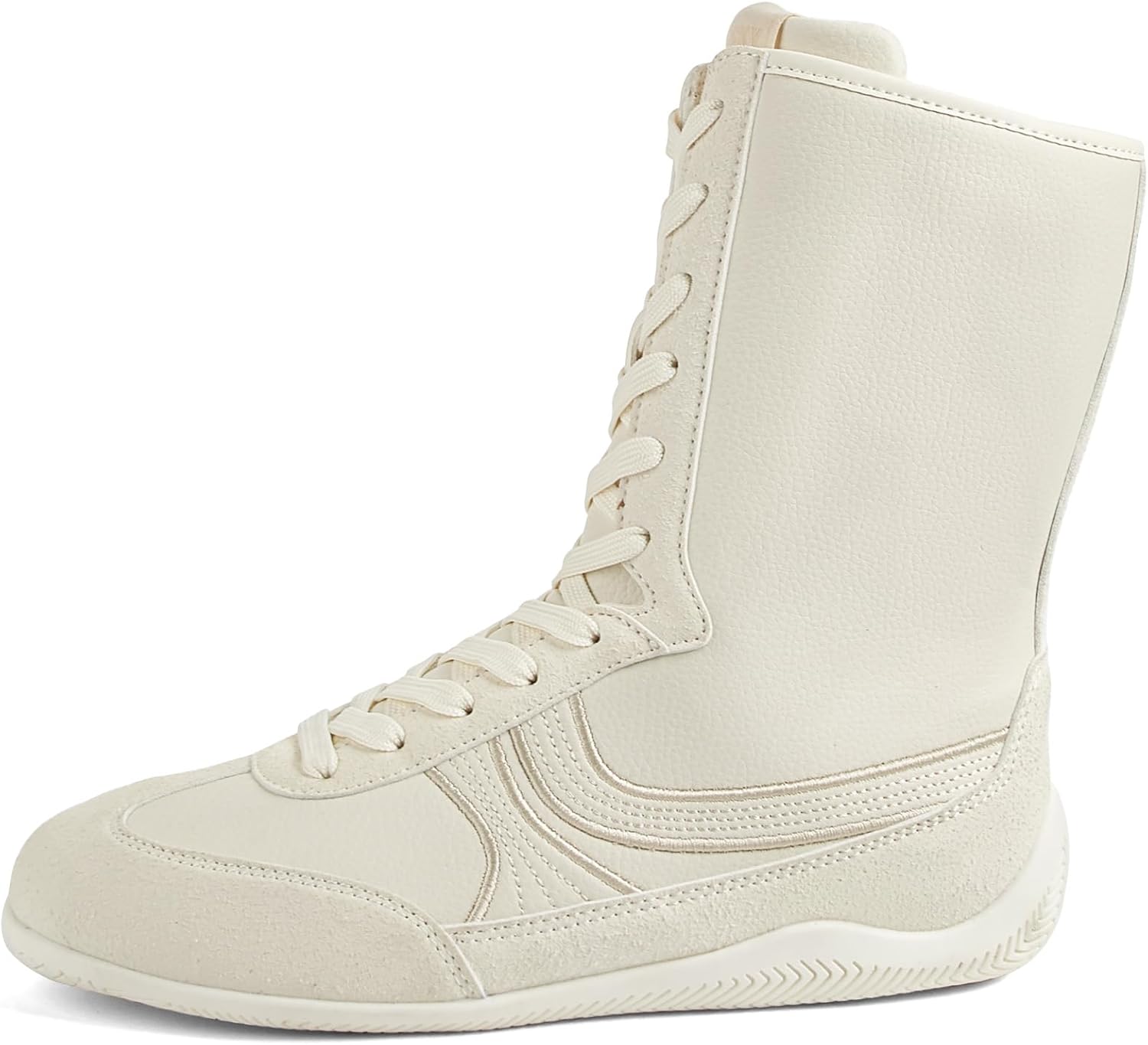 LUCKY STEP Women's High Top Fashion Boots Casual Retro Comfortable Shoes Lace Up Training Sneakers