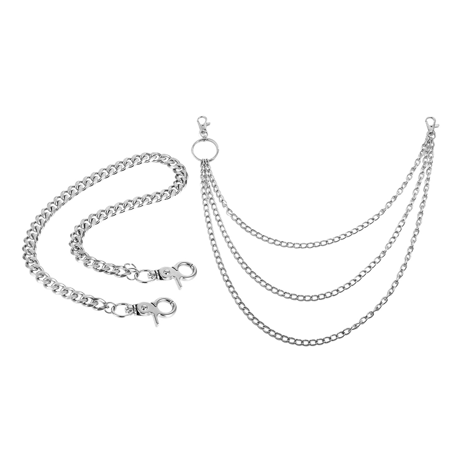 Gdfhbd Silver 2 Hip-Hop Pants Chains, Jeans Decoration, Key Wallet Hanging Chain, Simple Installation, Trendy Punk, Music Lovers, Creative Designers.