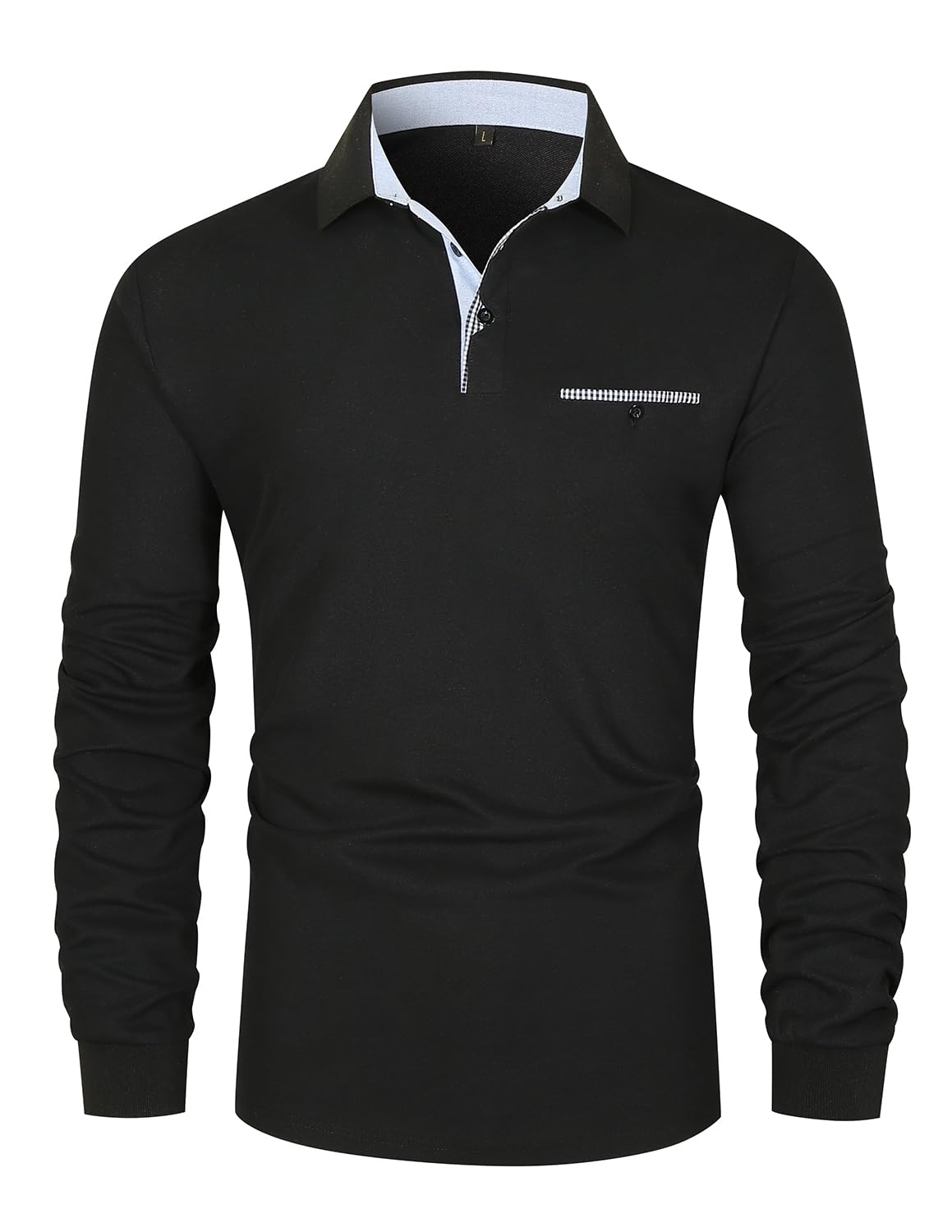 KUNJLELP 100% Cotone Polo da Uomo Manica Lunga Ricamo di Giraffa Maglietta Uniformi Polo da Lavoro per l'autunno e l'inverno