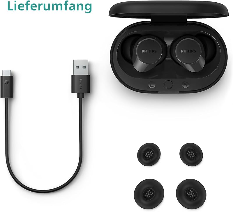 Philips TAT1209BK True Wireless Bluetooth fülhallgató, fekete, töltőtokkal - In Ear, Black, TrueWireless 1209