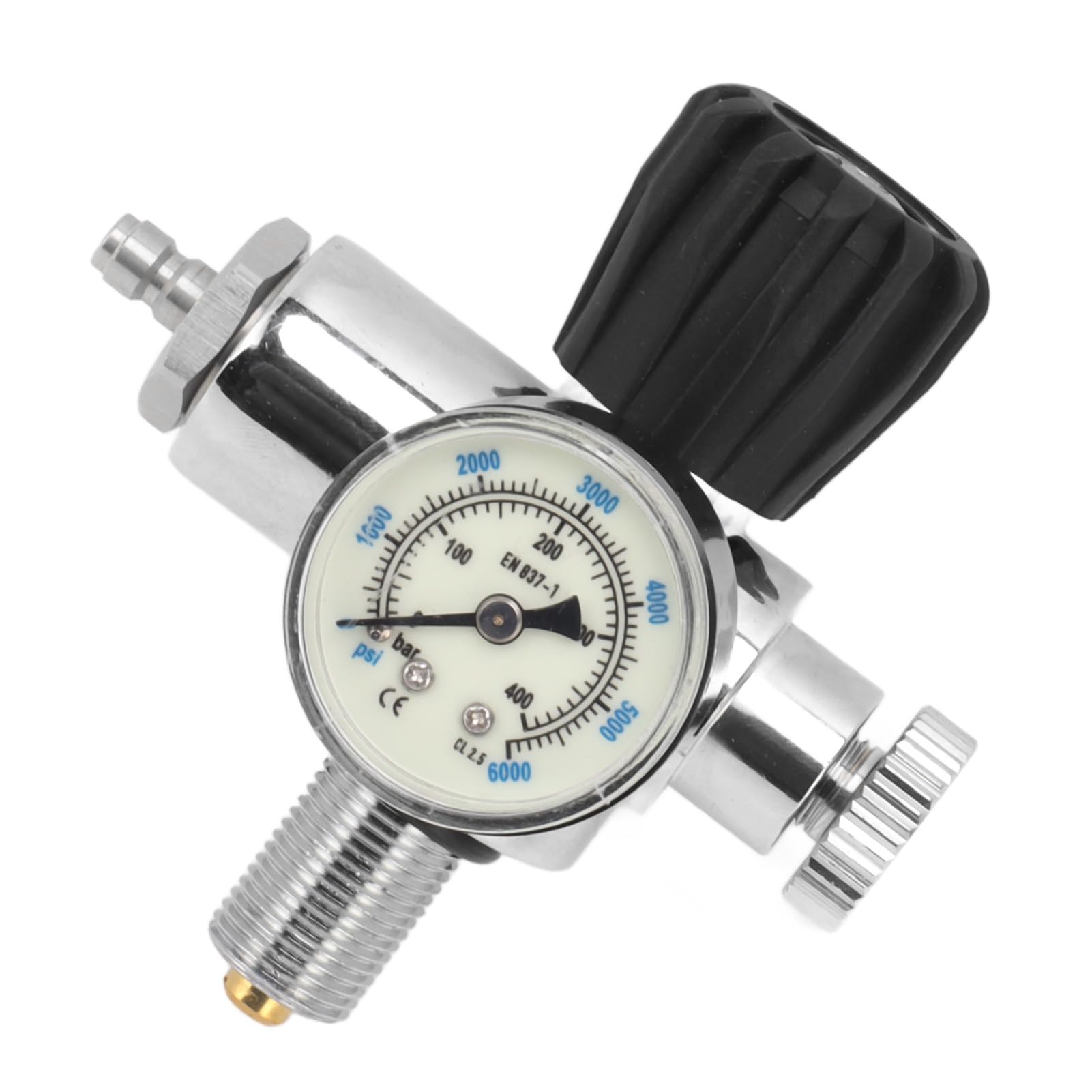 Aramox Manometro per Bombola da 6000 Psi, Manometro per Bombola in Acciaio Inossidabile, Ottone, M18x1,5, Doppia Scala, Luminoso, 400 Bar, per Controllo della Pressione della per Subacquei