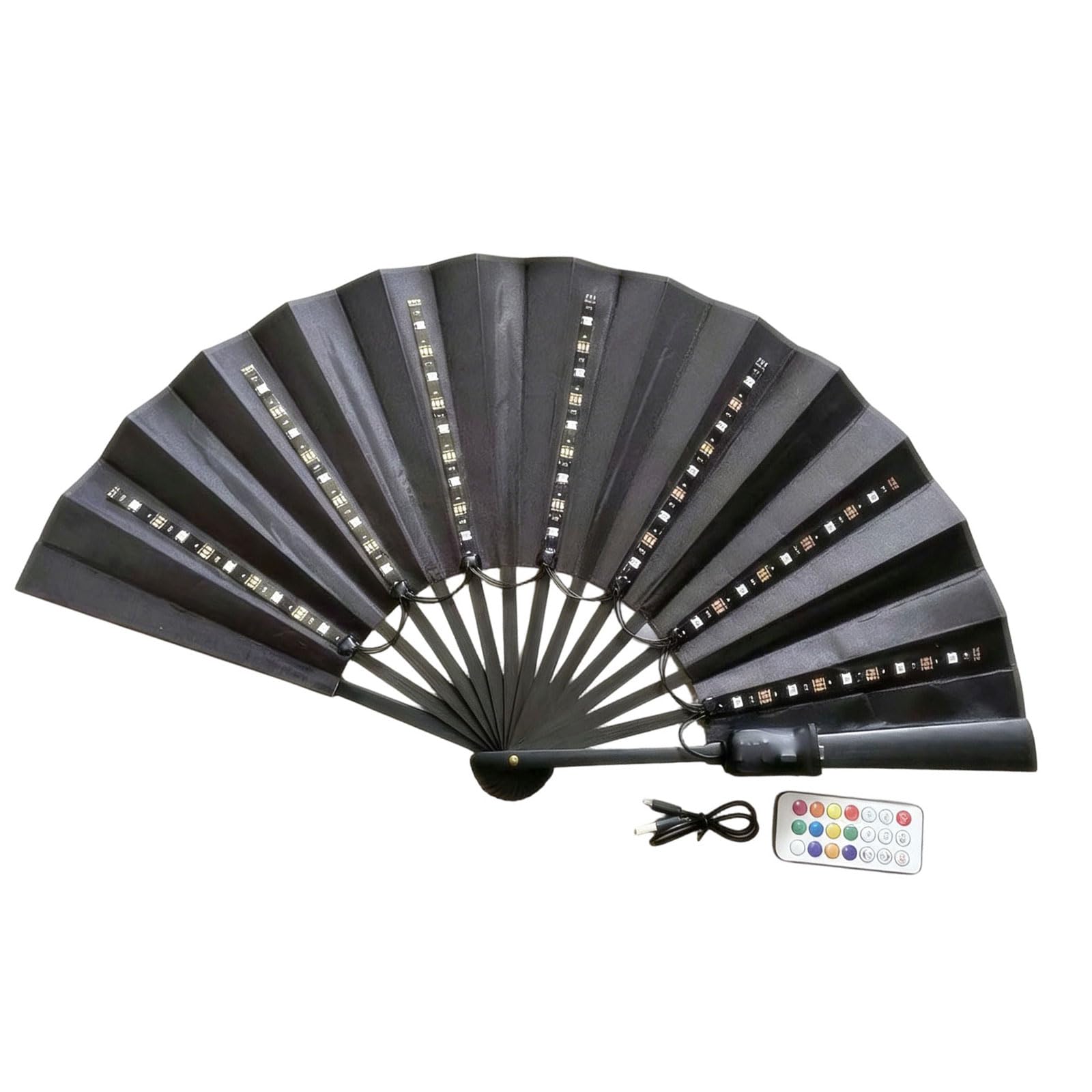 CAZSTYK Stylish Wooden Foldable Light Up Fan with Changeable Modes Great for Dancing and Special Moments Festival Light Fan