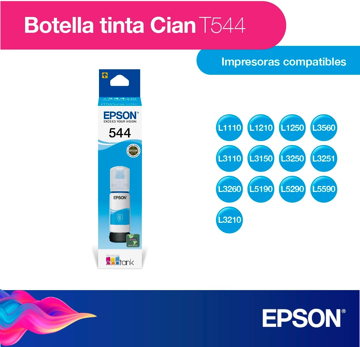 Epson EcoTank T544 Cyan Original Ink Bottle - T544220