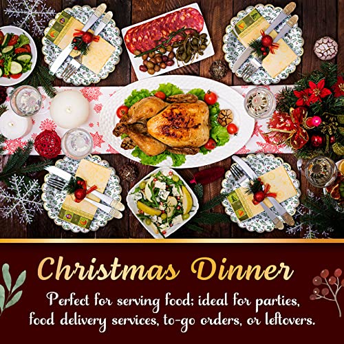 Christmas Paper Plates, 50-Count Disposable Christmas Party Supplies, Holly, Gold Foil Scalloped Edge, 9 Inches – Image 3