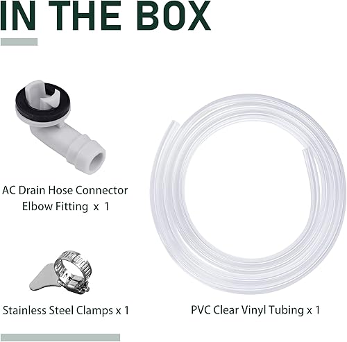 Miniatura 7 de Flehomo Kit de drenaje de aire acondicionado, tubo y abrazaderas de vinilo transparente de PVC de 3 pies y conector de manguera de drenaje de CA de