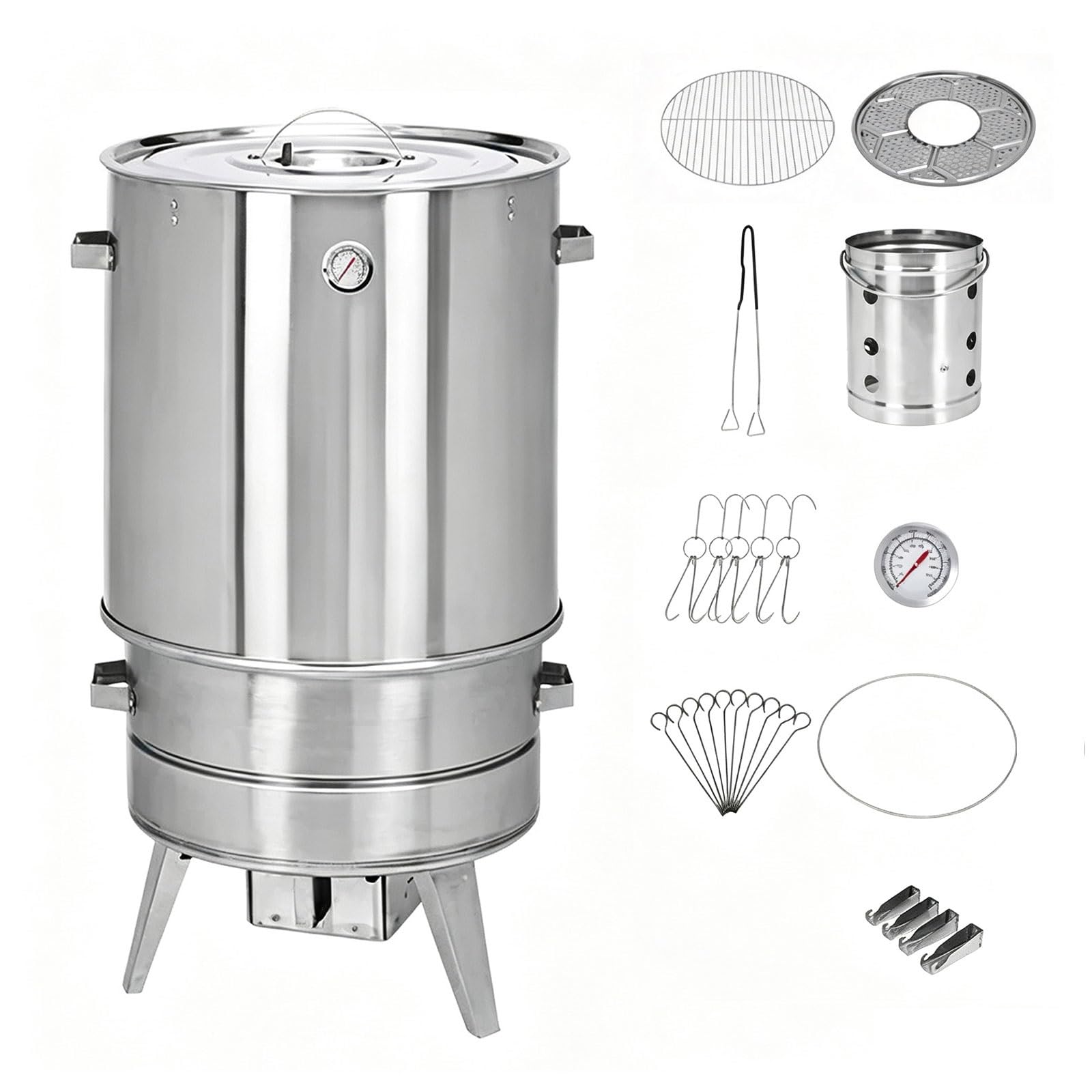 Barril ahumador de carbon 360 de acero inoxidable para pollo y cerdo