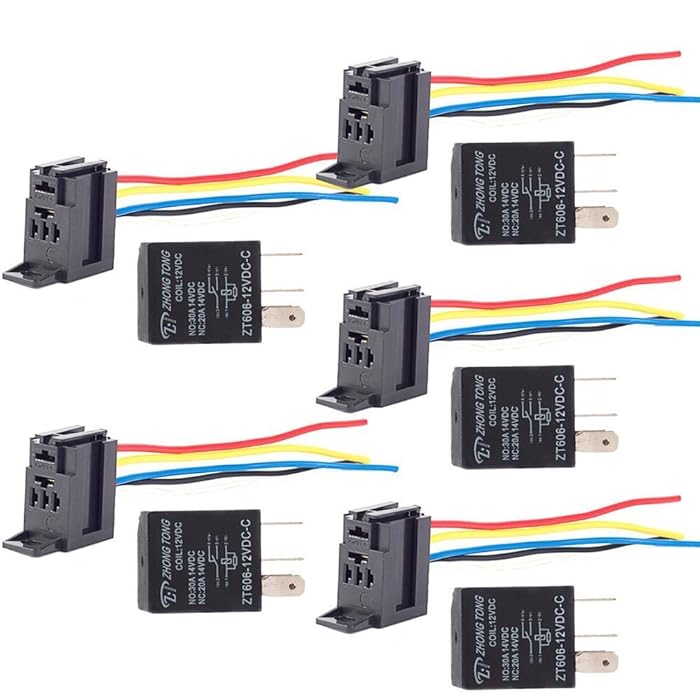 Buy Mintice™ 5 X 30A 12V 5Pin Car Vehicle Auto Relay Kit For Electric