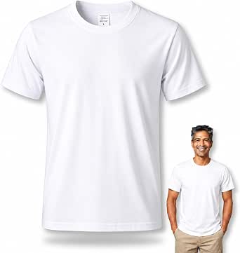 Sublimation Blank T-Shirts, Polyester, Crew Neck, White, Unisex