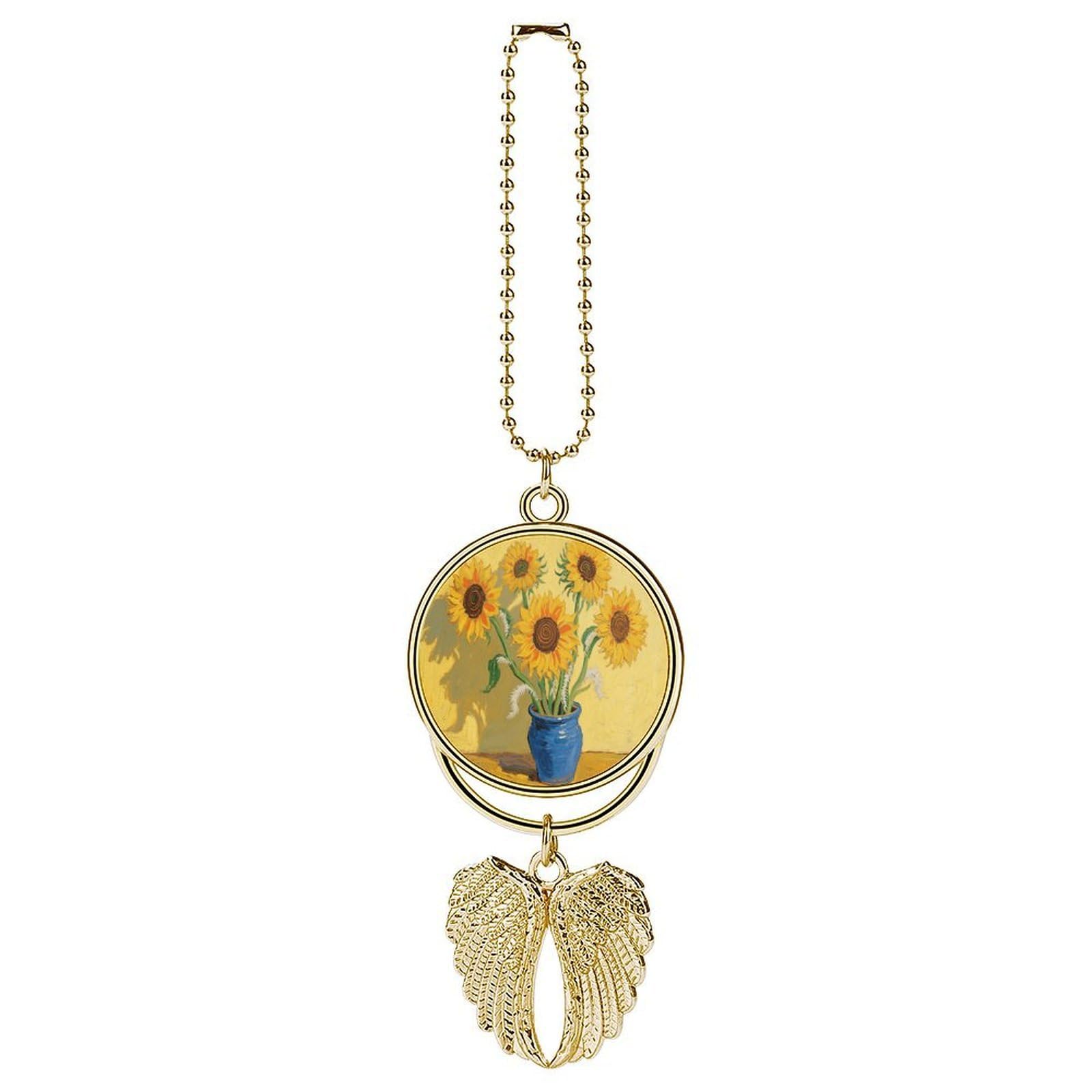 Sunflower Car Pendant Car Rearview Mirror Pendant Custom Photo Car Hanging Ornament Car Rear View Mirror Hanging Accessories Angel Wing Car Charm Gift for Men Women