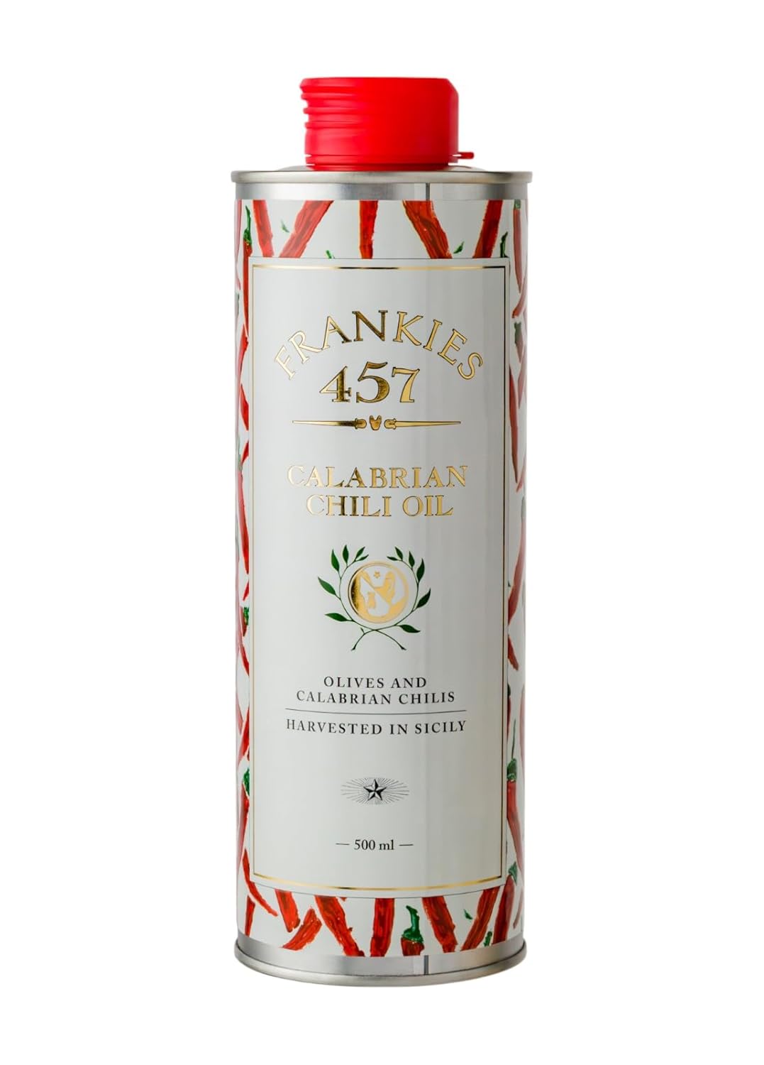 Frankies 457 Spicy Calabrian Chili Oil - Premium Extra Virgin Olive Oil and Italian chilis - Harvested in Sicily - Rich in Flavor and Italian Tradition 16.9oz (500ml)