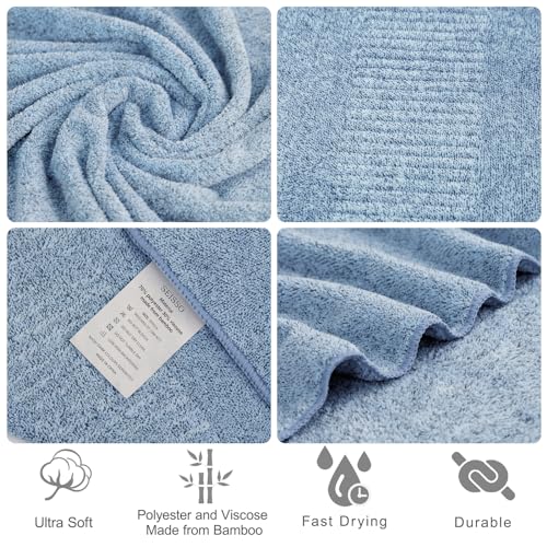 SEISSO Pack of 2 Bath Towel, Premium Bamboo Fibre Bath Sheets 90 x 160cm Super Soft Highly Absorbent and Quick Dry Bath Sheet - Image 2