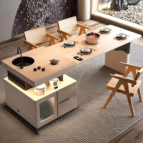 High QLO Kitchen Island - Kitchen Island with Extendable Dining