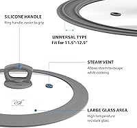 Vista 2 de Tapa Universal de Vidrio Templado Ventilado para Olla Sartén con Borde de Silicona Resistente al Calor Tapa Antisalpicaduras para Microondas Apta