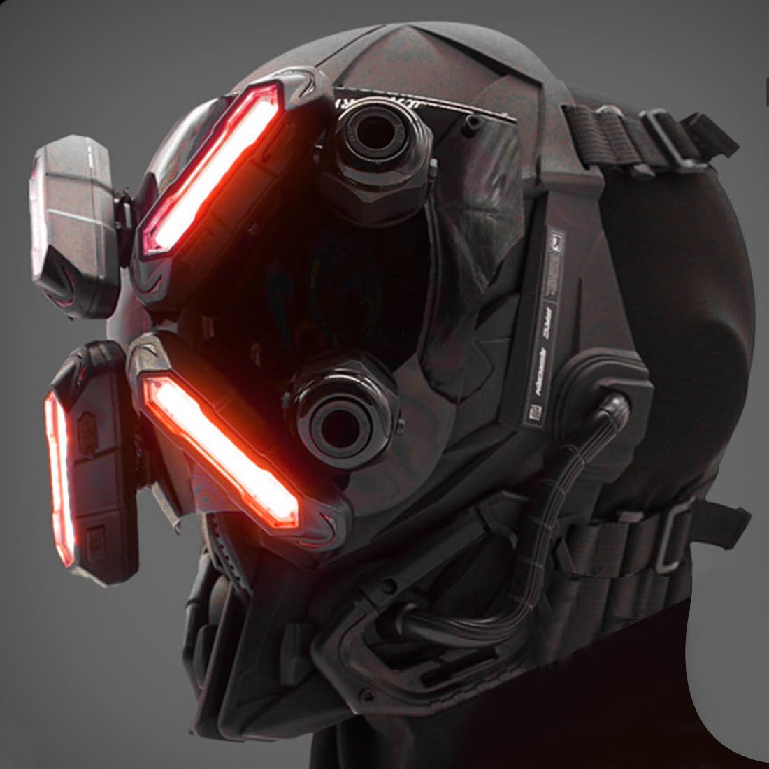 OYDL Cosplay Helmet for Men, Futuristic Tech Punk Mask with LED Light for Cyberpunk Cosplay: Type D
