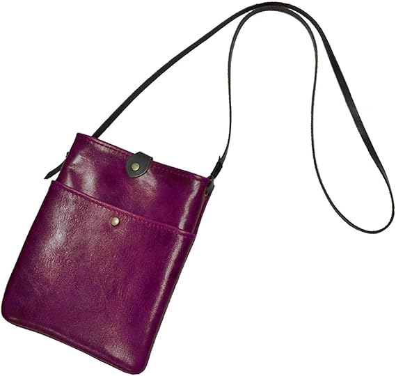 Amazon 牛革 ポシェット ミニショルダーバッグ ミニバッグ 縦長 斜め掛け 革 本革 パープル 斜めかけバッグ