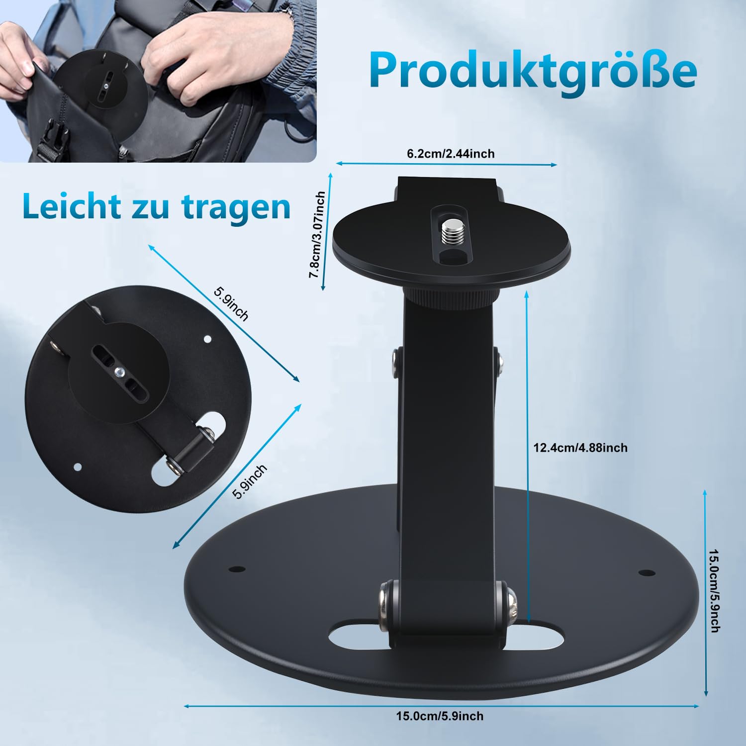 Soporte para proyector, multifuncional con tornillo universal de 1/4 pulgadas, soporte para proyector para cine en casa, sala de juegos, oficina, giratorio 180°, soporte plegable ultracompacto