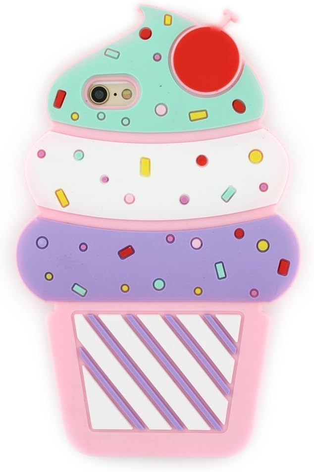 DiDicose iPhone 8 Plus Case, iPhone 8 Plus Cute Cartoon Silicone Case,3D Cartoon Animal Pink Cherry Ice Cream Kitty Silicone Rubber Phone Case Cover for Apple iPhone 8 Plus 5.5 inch