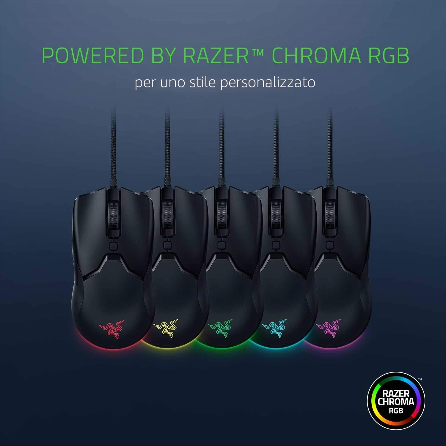 Razer Viper - Mini mouse da gioco ultraleggero: interruttori da gioco più veloci, sensore ottico 8500 DPI, illuminazione sotterranea RGB cromata, 6 pulsanti programmabili, cavo senza trascinamento,