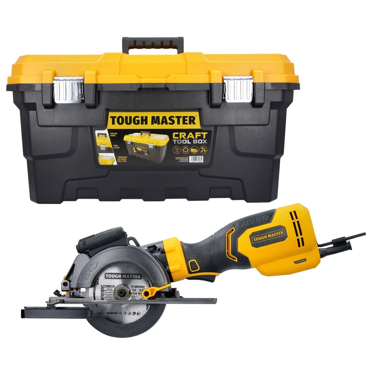 Tough Master Mini Circular Saw Powerful 750W With Laser Guide & Blade 125mm With 22'' Heavty Duty Tool Box from B&Q