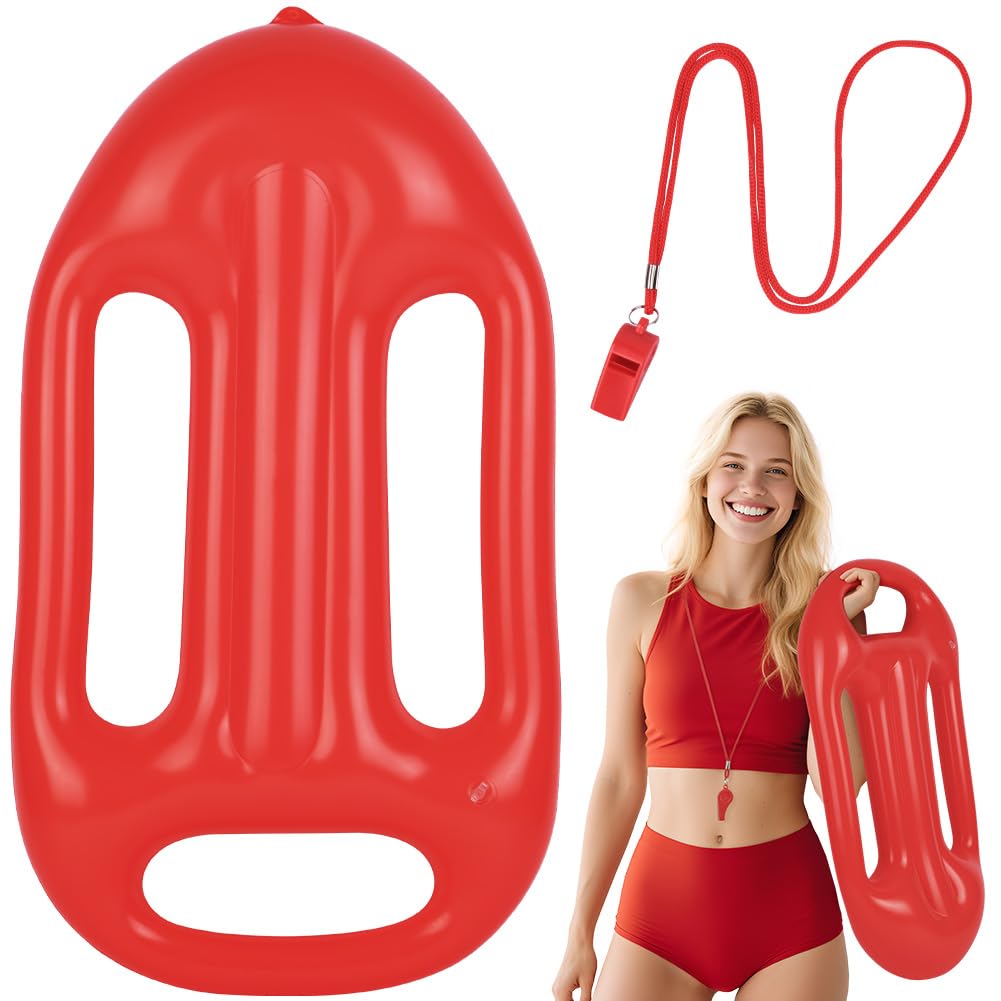 Alaoo Life Guard Costume Accessories Set, 2PCS Include Lifeguard Guard Whistle,Inflatable Float Prop