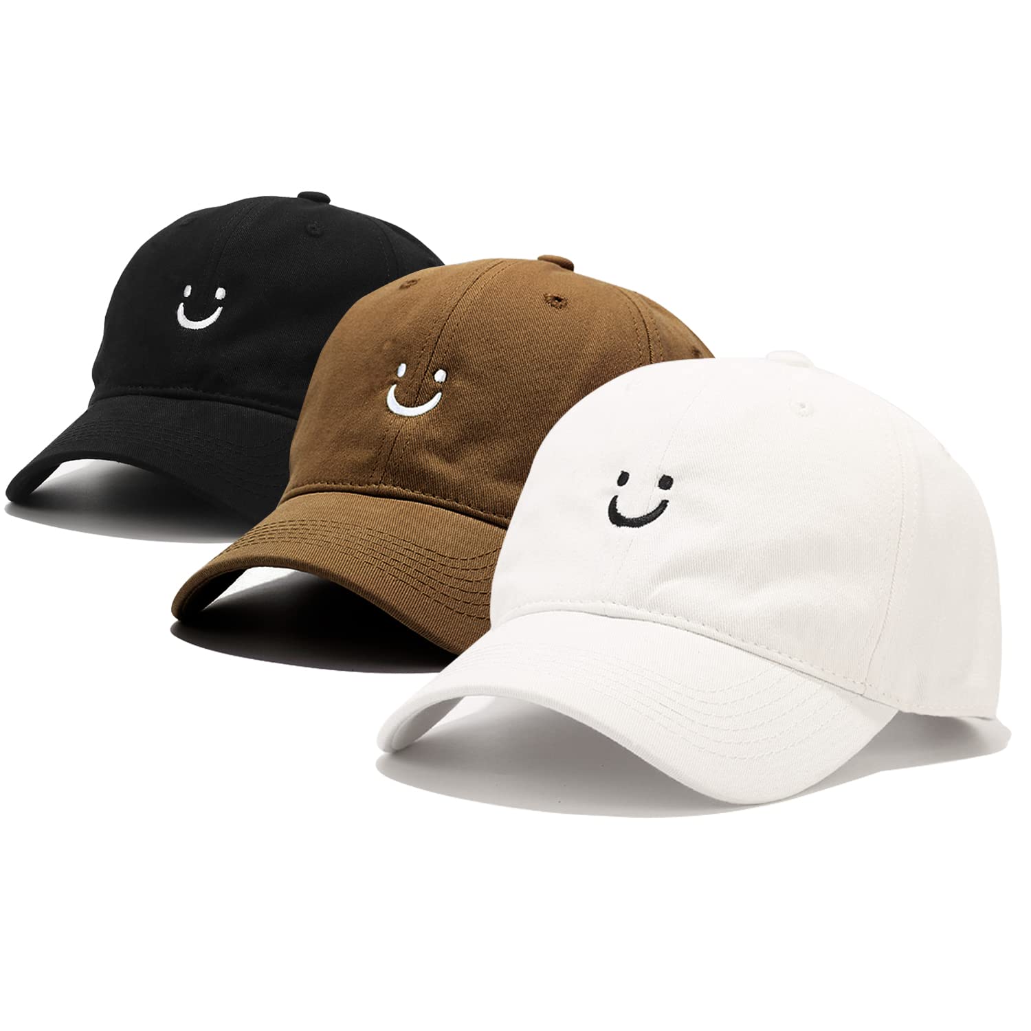 Umeepar Cappellino da Baseball con Faccina Sorridente per Donne e Uomini, Regolabile, Profilo Basso, in Cotone Non Strutturato, Stile Cappello da papà.