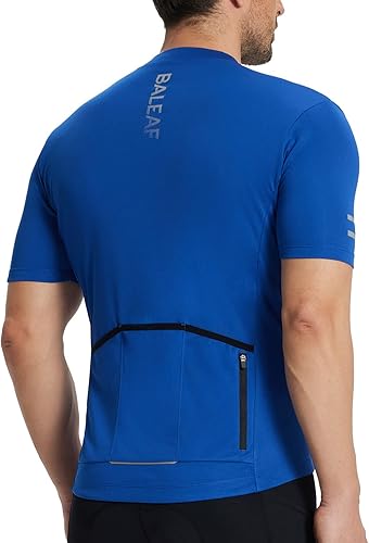 Miniatura 2 de BALEAF Camiseta de ciclismo para hombre, manga corta, camisetas de ciclismo de bicicleta, camiseta con cremallera completa, 3+1 bolsillos, UPF50+