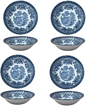 Churchill Royal Wessex Tonquin Blue Chelsea 6" Oatmeal Bowl - Set of 4, Made in England