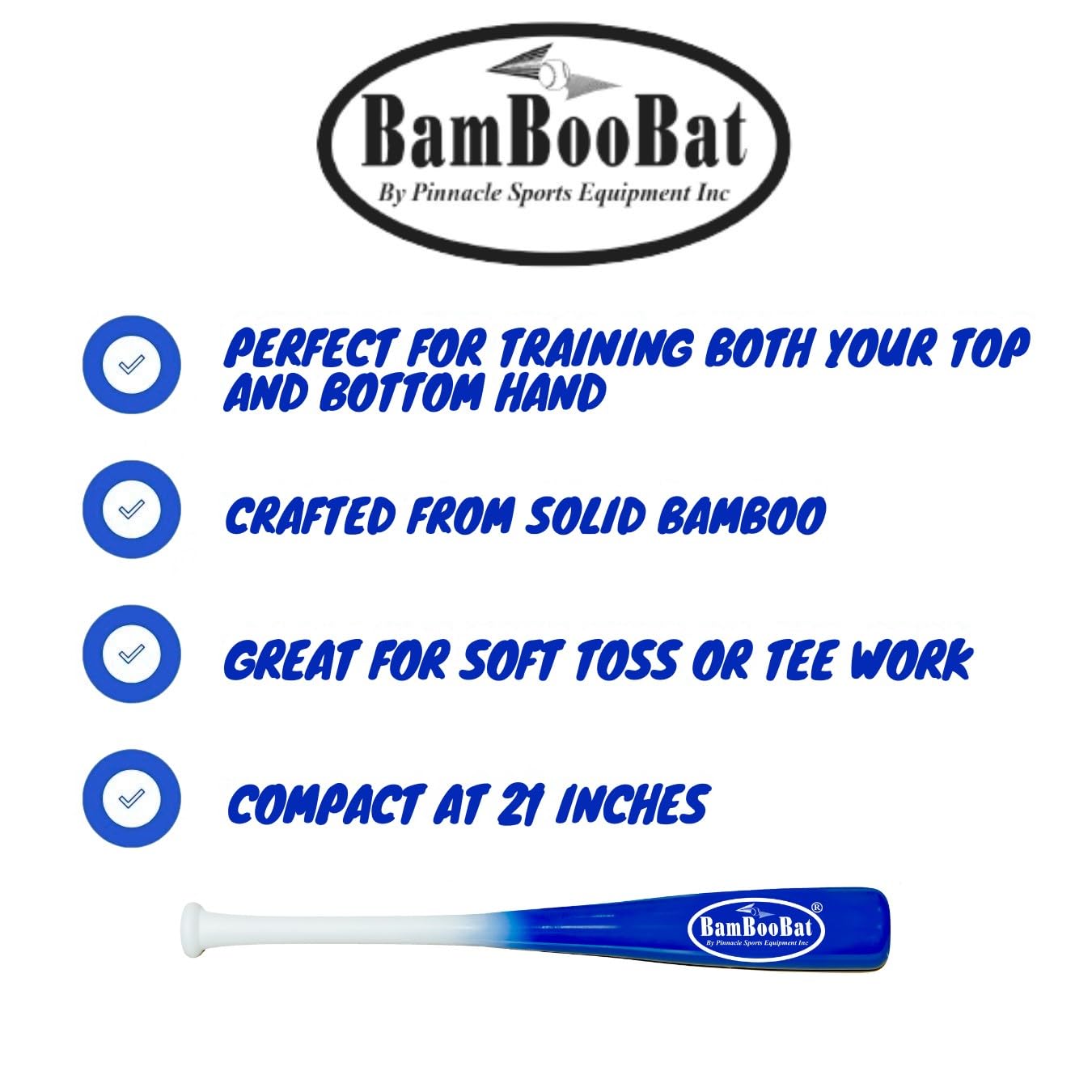 BamBooBat Pinnacle Sports Equipment INC. Drewniany kij treningowy z jedną ręką dla dorosłych - 45,7 cm lub 53,3 cm