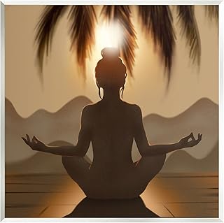 Stupell Industries Tranquil Meditation Sunlit Woman Silhouette Mountain Scenery Wood Wall Art, Design By Ziwei Li