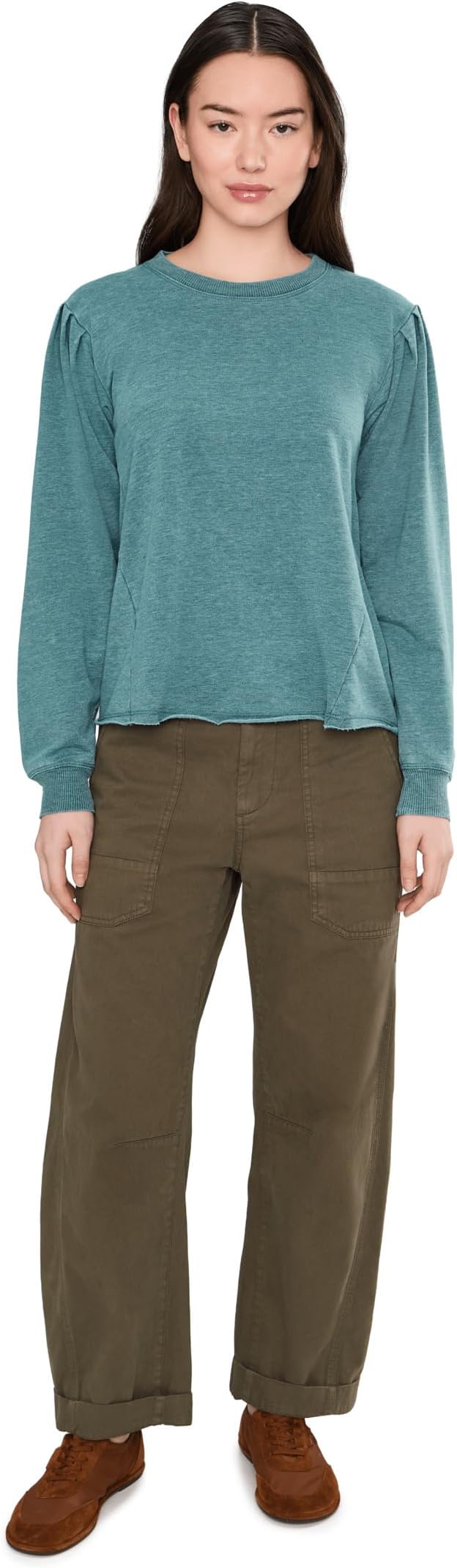 Женский свитшот Mod-o-doc Long Pleated Sleeves, цвет: Синий — фото 5