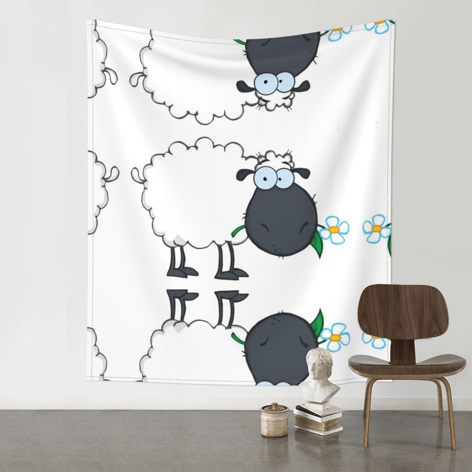 WHJSSF Sheep Prints 60x51in Wall Tapestry Bohemian Throw Blanket Dorm Decor Beach Picnic Cover