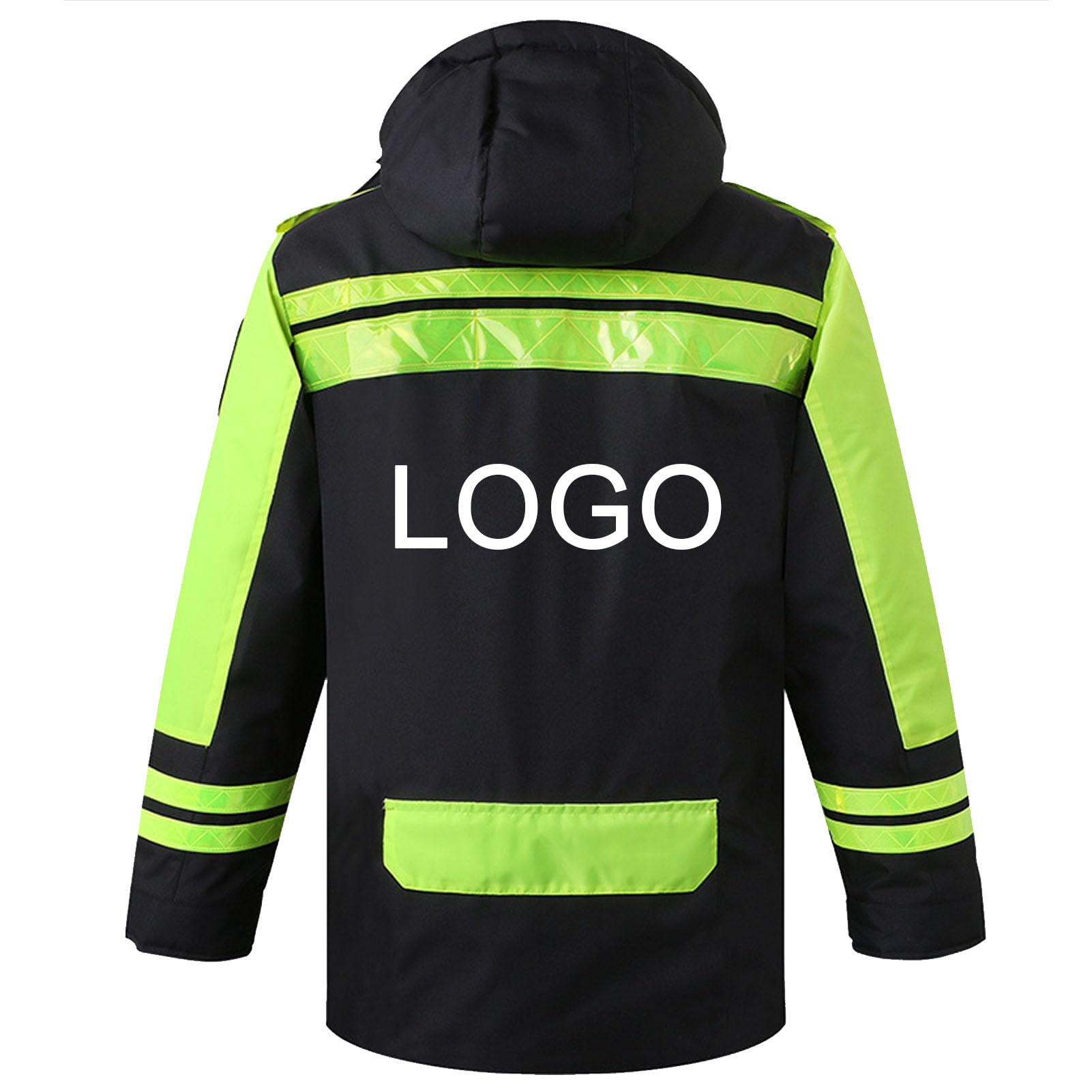 Chaqueta Workshell de Alta Visibilidad Cintas Reflectantes Cortavientos Impermeable con Capucha Sweatshirt Chaqueta Sudadera con Cintas Reflectantes,L,Black