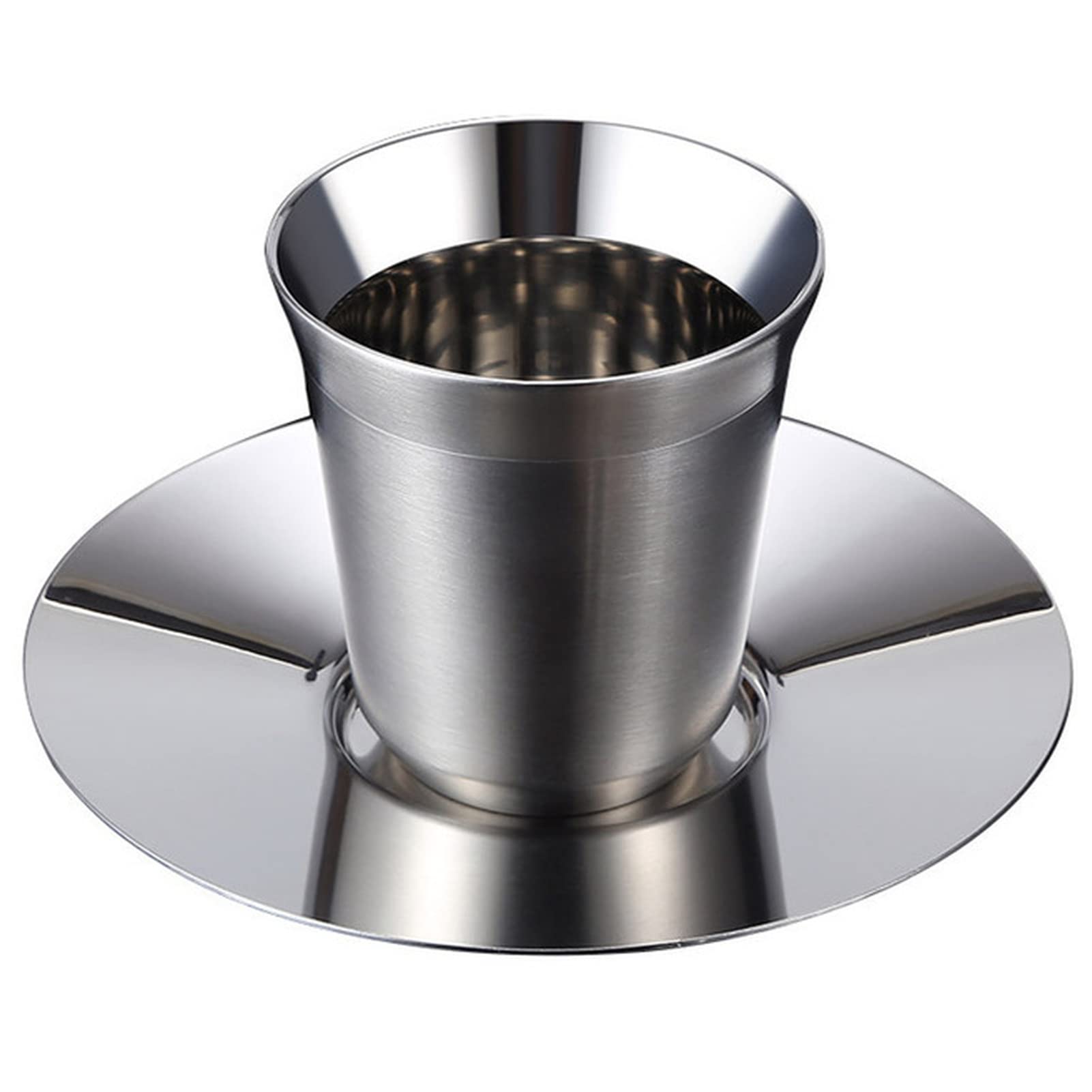 Becher Espressatassen 80 ml 160 ml Set von 2, Edelstahl Espresso-Tassen Set, isoliert Tee Kaffeetassen doppelte Wandbecher Geschirrspüler Emaille Becher(Silver 160ml 2Set)