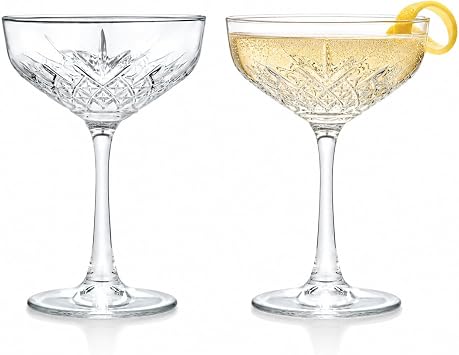 1966 Black & White Ball Masquerade Cocktail Coupe, 2-Piece Gift Box Set