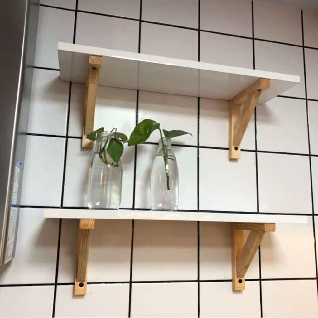 2 stuks plankdragers, massief natuurlijk eikenhout, driehoek, wandconsole, zwevend, plankhouder, houten console, wandhoek, scheidingswand