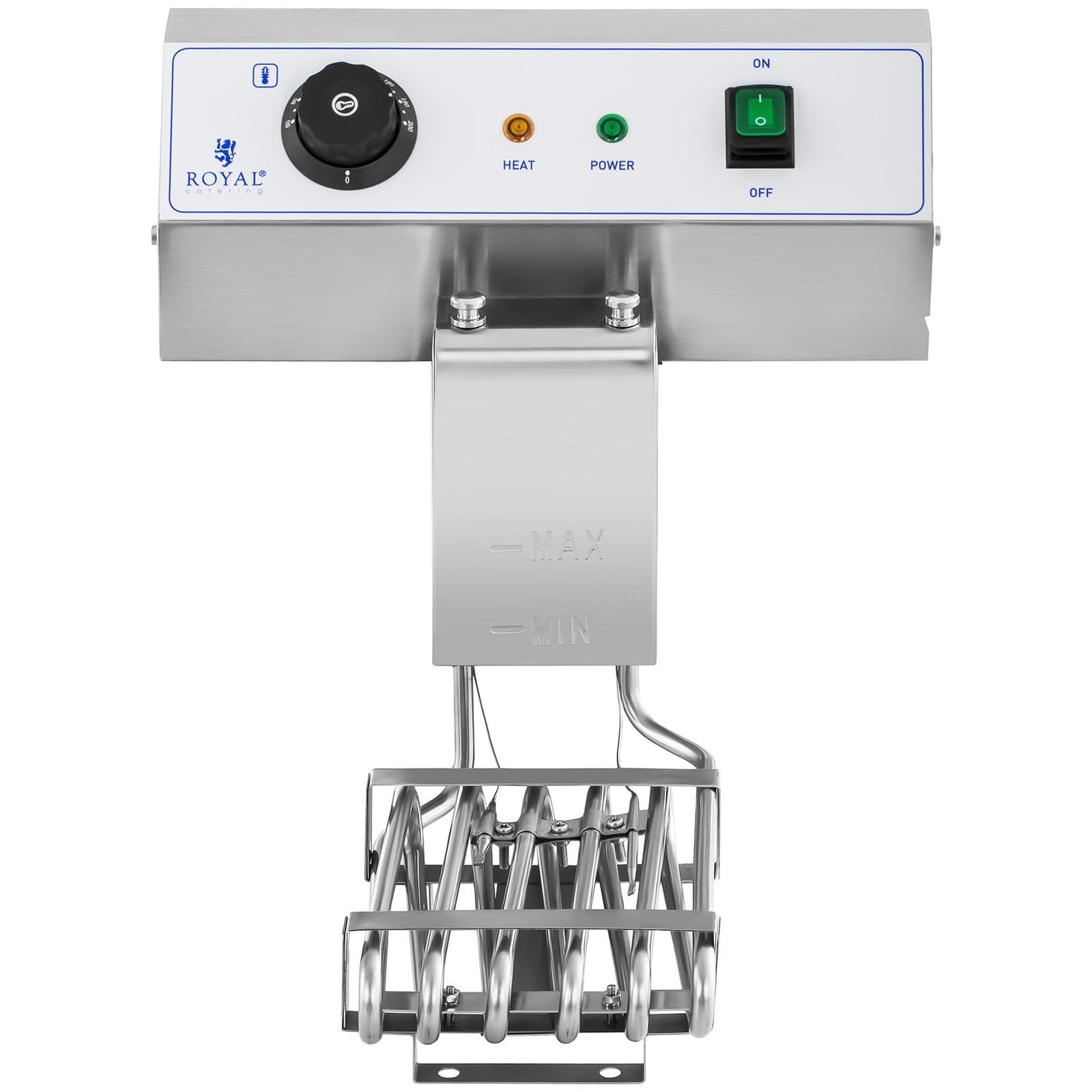 Royal Catering Friteuse Électrique 2 x 3 200 W, 2 x 16 l Au Total / 2 x 12 l D’Huile, Thermostat, 2 Robinets, Acier Inoxydable, De Restaurant Double Professionnelle Commerciale