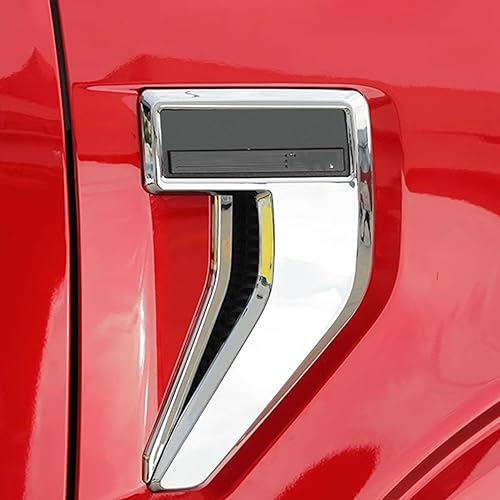 Miniatura 4 de Accesorios exteriores de automóvil aptos para Ford F150 F-150 2021 2022 2023 Ventilación lateral para guardabarros, 4 unidades, cromadas