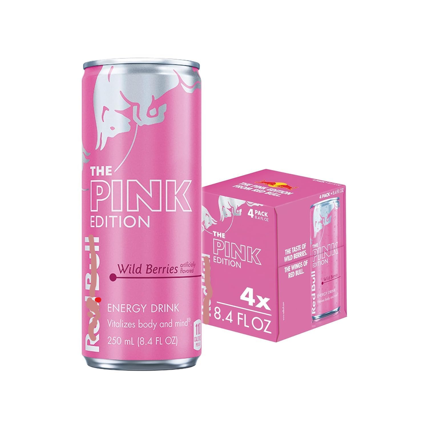 Re~dBull Pink Edition Wild Berries Energy Drink, 8.4 fl oz (Pack of 4) – 80mg Caffeine, Taurine & B Vitamins