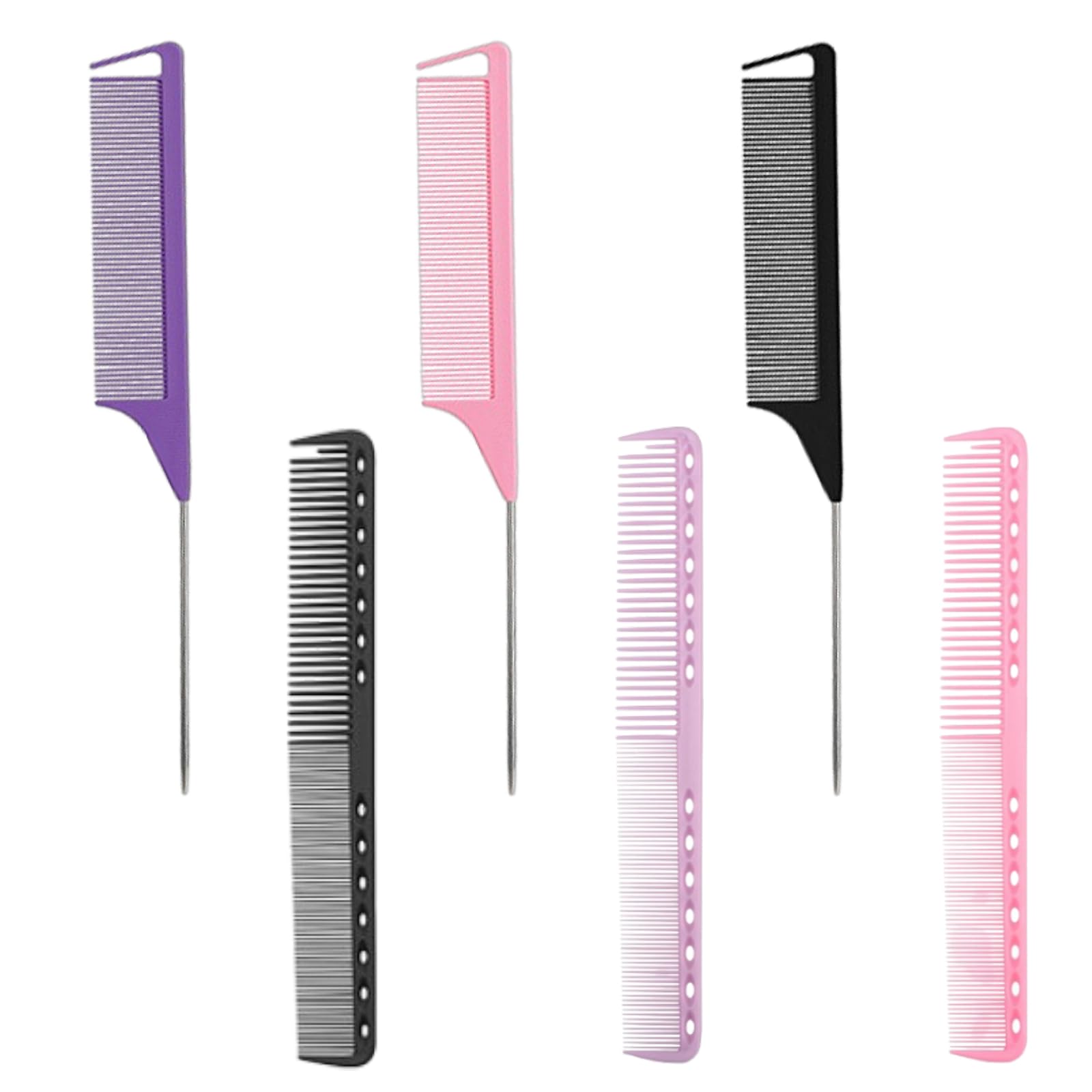 6 pieces Hair comb, Tail comb, Parting comb, Heat resistant, Easy to grip and use, Suitable for making hair styling, Can be used for styling in hair salons