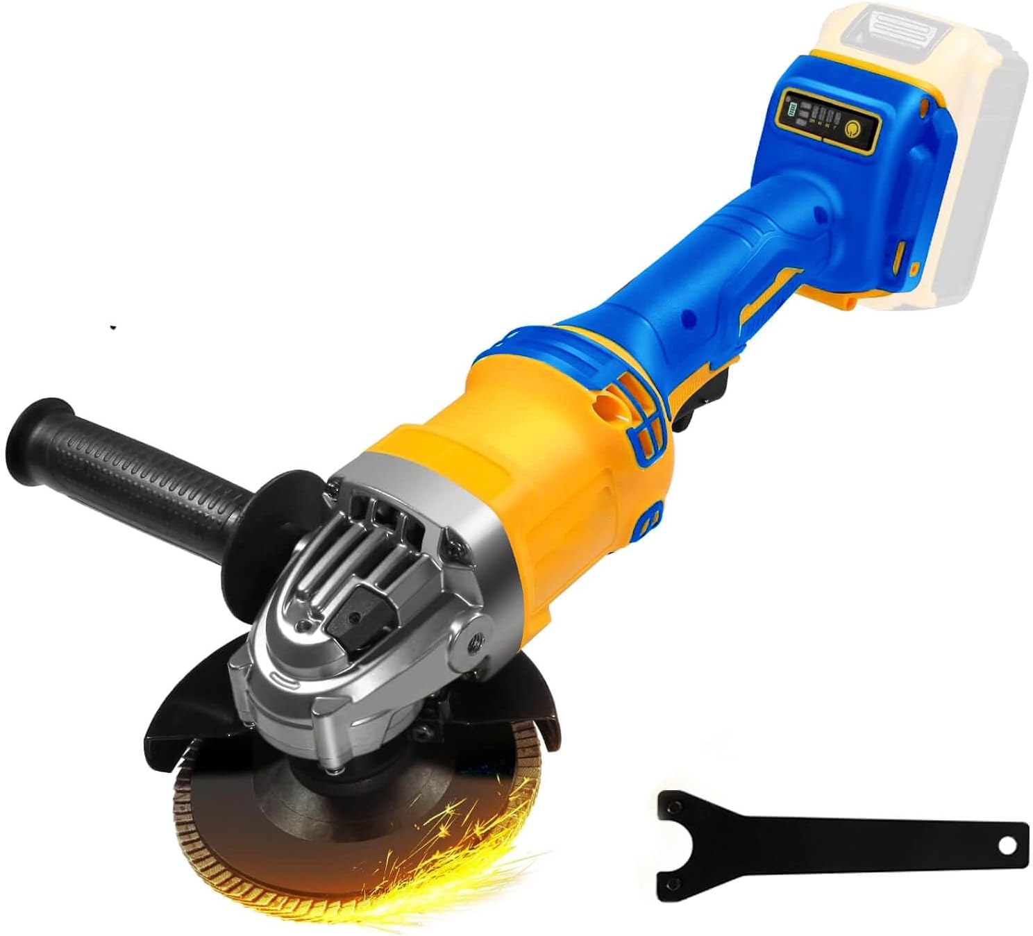 Cordless Angle Grinder Compatible With Dewalt 20V MAX Battery 4-1/2" Blades Battery Powered Brushless Grinder 10000RPM,3 Variable Speed (No Battery) For Cutting, Griding, Polishing (Blue)