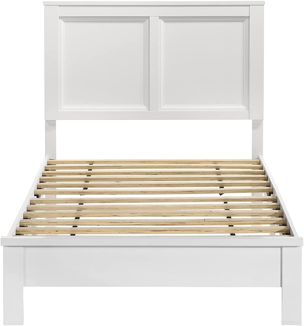 New Classic Furniture Aries Solid Wood Twin Size All-in-One Panel Bed, White