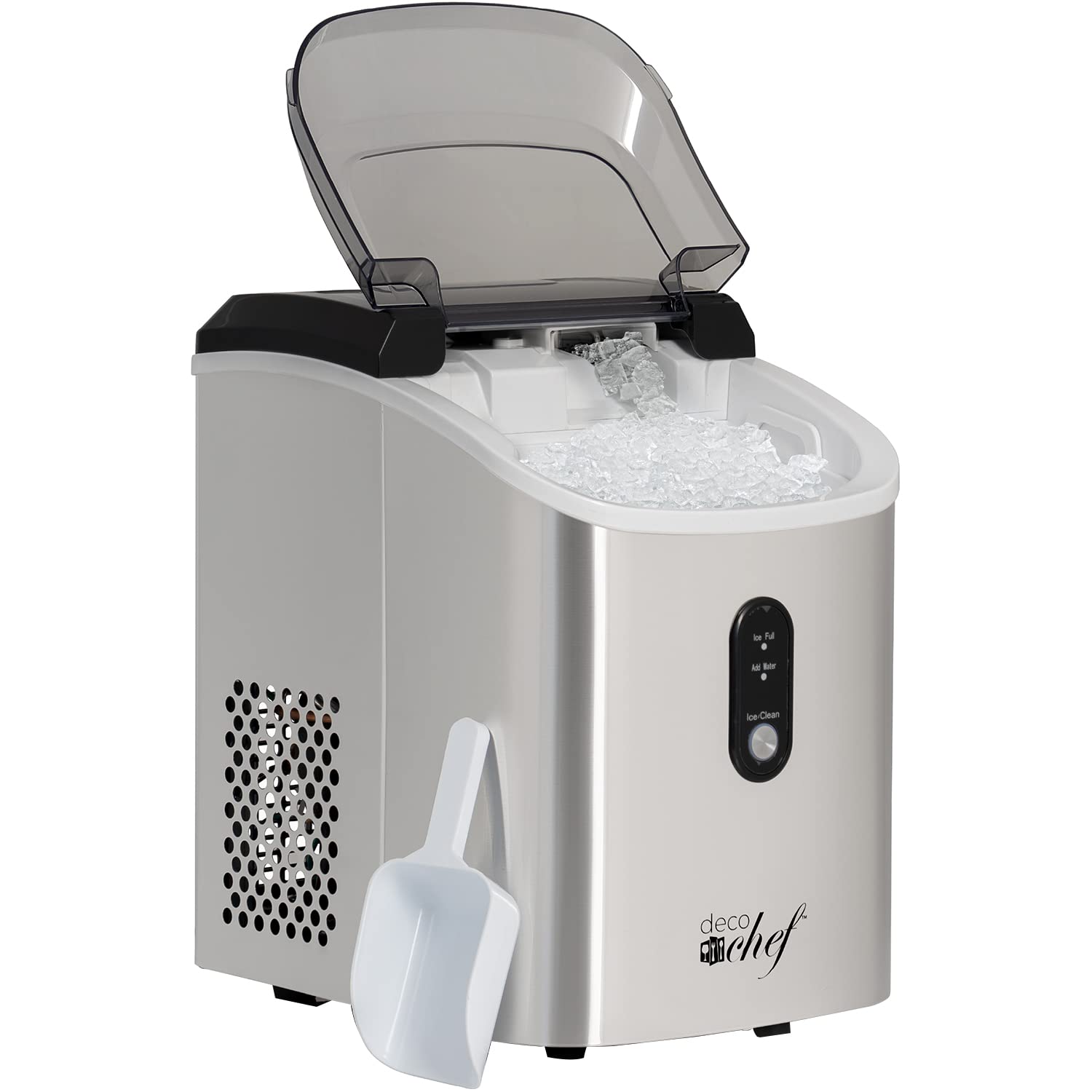 Deco Chef 33LB Per Day Countertop Ice Maker, 1-Click Automatic Operation, Self-Cleaning, Chewable Soft Nugget Ice, Stainless Steel | Fridge.com