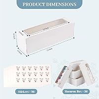 Vista 3 de Paquete de 36 cajas de macarrones para 5-7 macarrones, cajas de dulces de fresa con adhesivo para regalar (blanco)