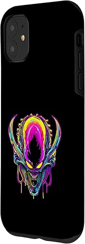Miniatura 2 de iPhone 11 Retro Funny streetwear Synthwave 80s 90s spacezilla alien Case